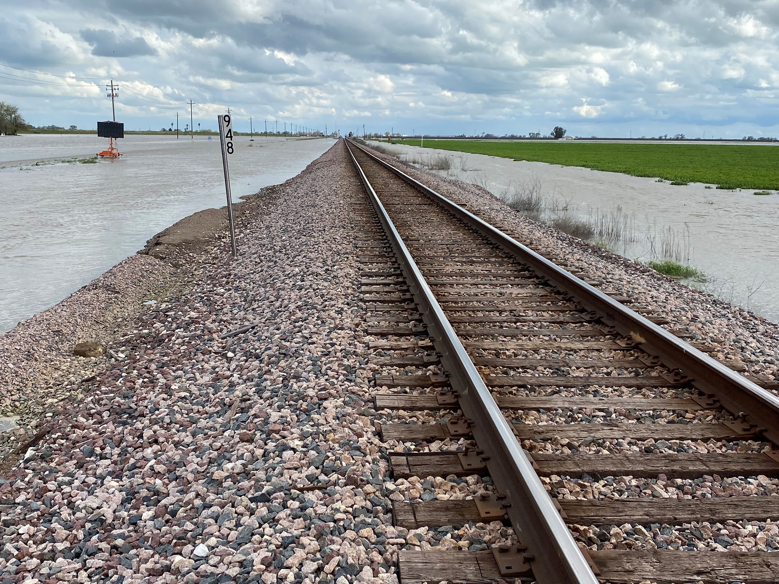 Flooded area near tracks in Corcoran, California